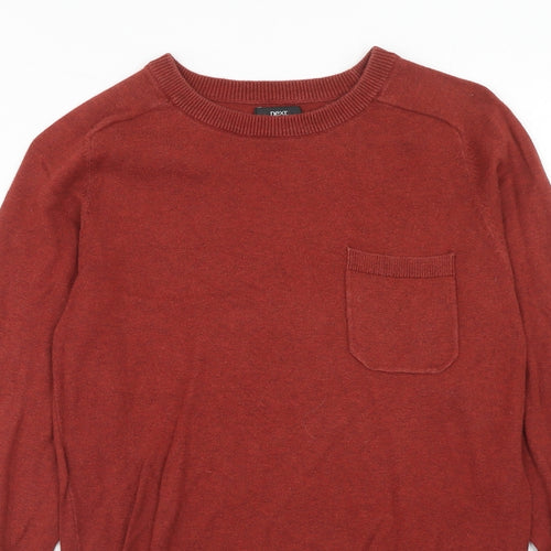 NEXT Mens Red Round Neck Cotton Pullover Jumper Size XS Long Sleeve