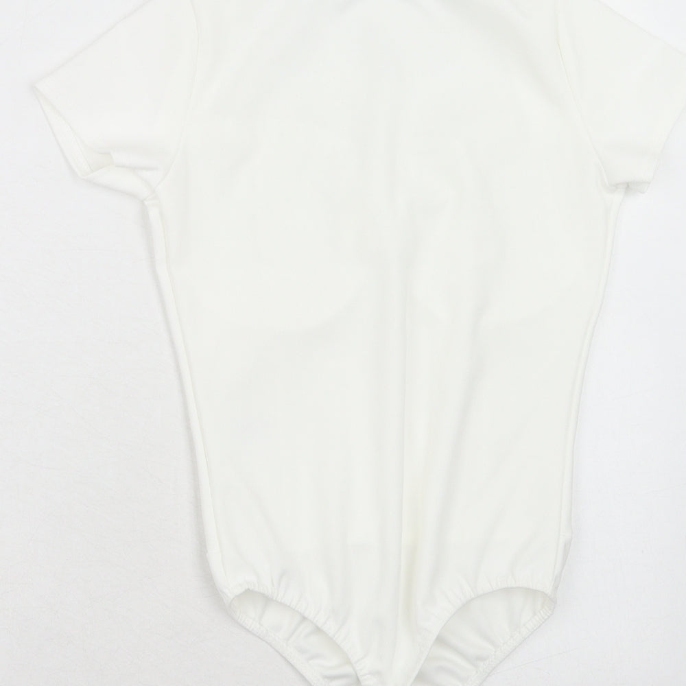 Missguided Womens White Polyester Bodysuit One-Piece Size 8 Snap