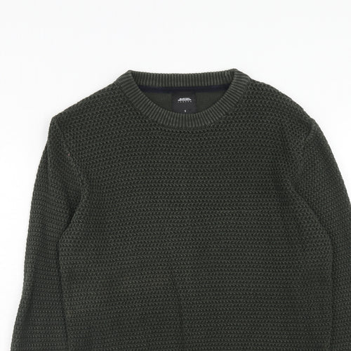 Burton Mens Green Round Neck Cotton Pullover Jumper Size S Long Sleeve
