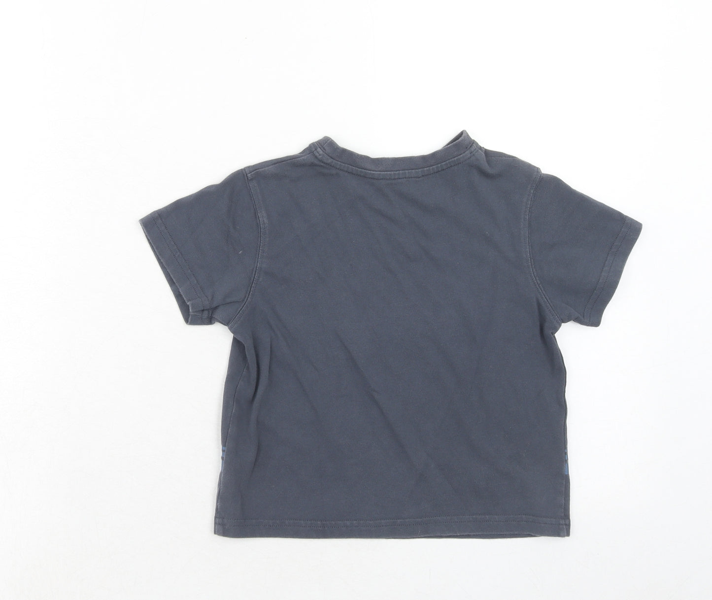 John Lewis Boys Grey Cotton Basic T-Shirt Size 2-3 Years Round Neck Pullover