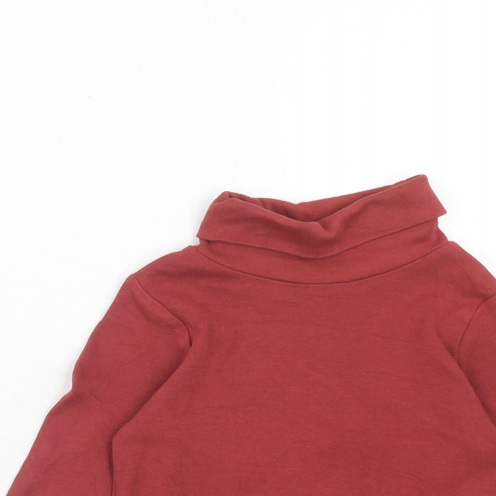 Mini Club Boys Red Cotton Pullover Casual Size 2-3 Years Roll Neck Pullover - Elbow Patches