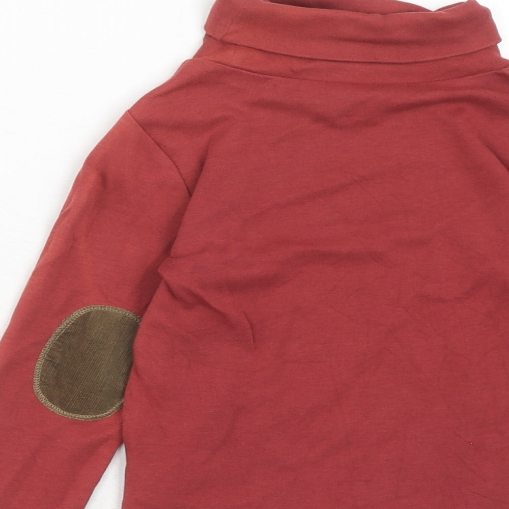 Mini Club Boys Red Cotton Pullover Casual Size 2-3 Years Roll Neck Pullover - Elbow Patches