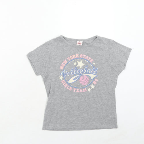 New Look Girls Grey Cotton Basic T-Shirt Size 12-13 Years Round Neck Pullover - New York State Volleyball
