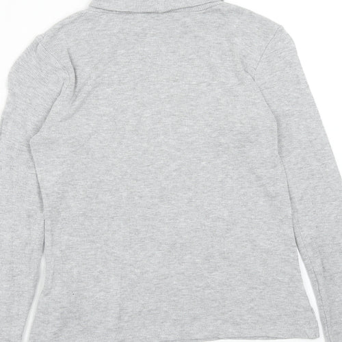 Marks and Spencer Girls Grey Viscose Pullover T-Shirt Size 9-10 Years Roll Neck Pullover
