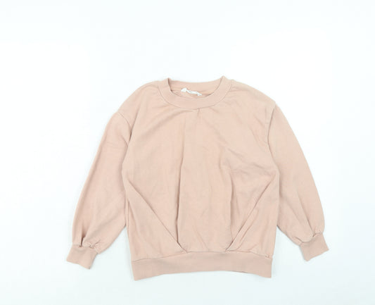 Mango Girls Pink Cotton Pullover Sweatshirt Size 7-8 Years Pullover