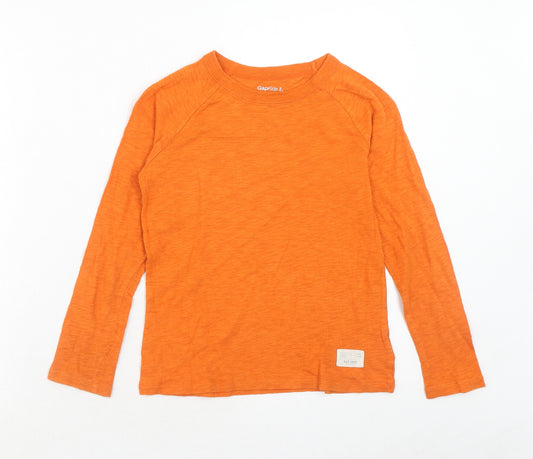 Gap Boys Orange Cotton Basic Casual Size 6-7 Years Round Neck Pullover
