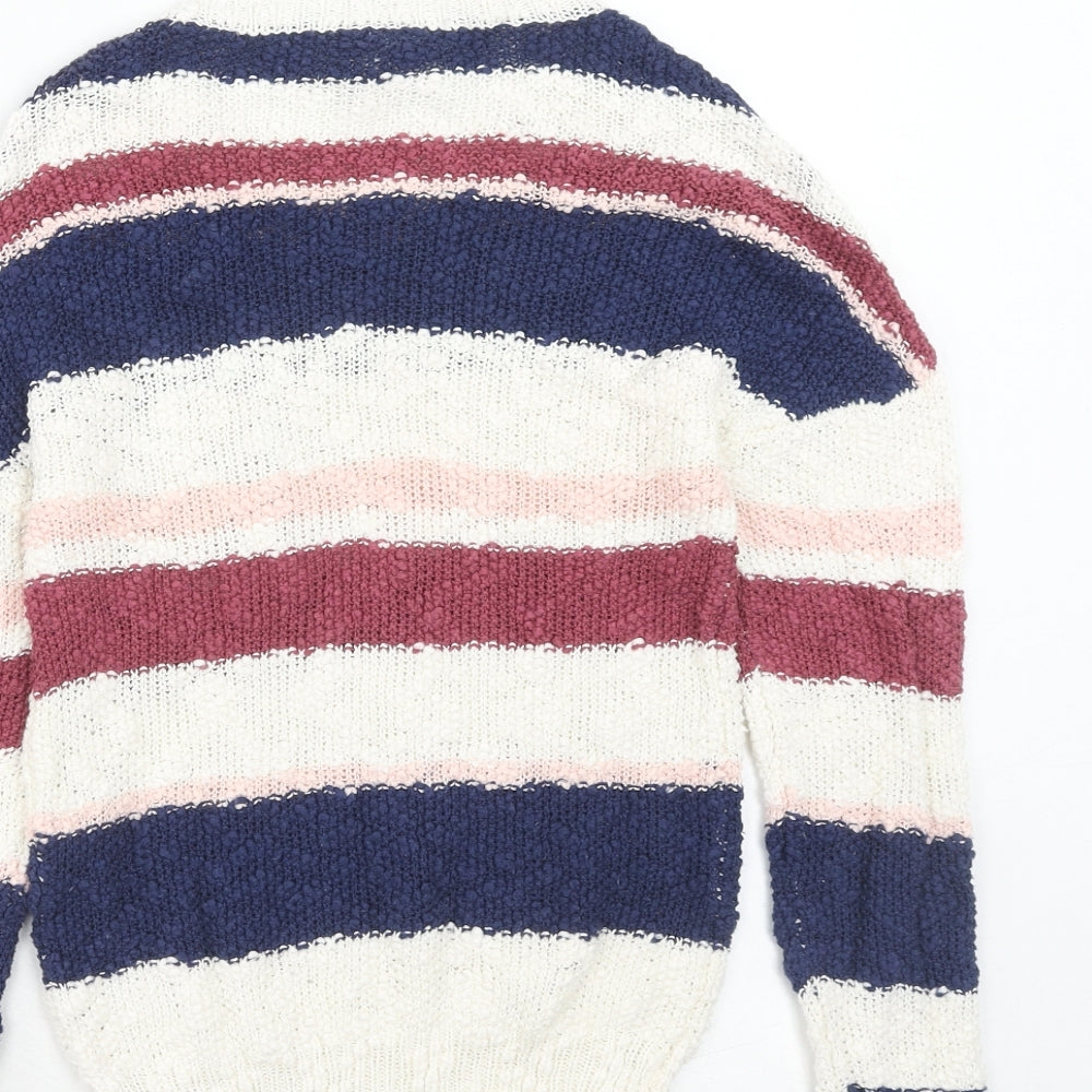 Miss Understood Girls Multicoloured Boat Neck Striped Cotton Pullover Jumper Size 9 Years Pullover