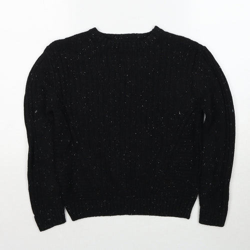 Marks and Spencer Girls Black Round Neck Acrylic Pullover Jumper Size 10-11 Years Pullover