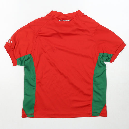 UEFA EURO Boys Red Polyester Basic T-Shirt Size 7-8 Years Round Neck Pullover - Wales