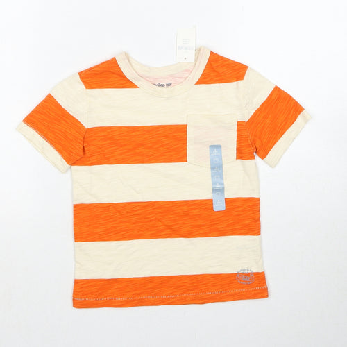 Gap Boys Orange Colourblock Cotton Basic T-Shirt Size 3 Years Round Neck Pullover