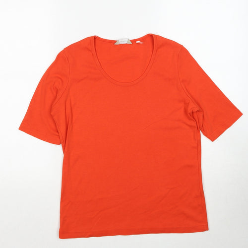 Anthology Womens Orange Cotton Basic T-Shirt Size 12 Round Neck - Size 12-14