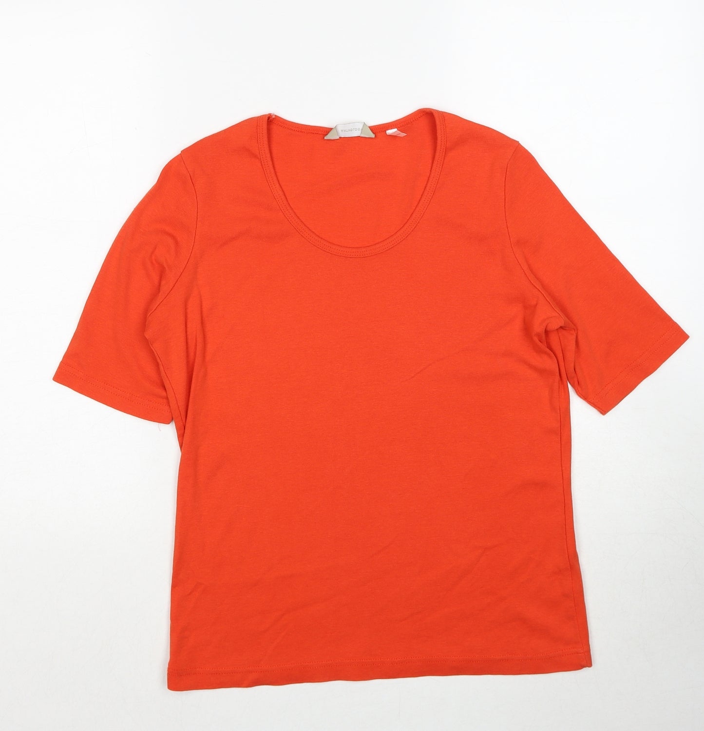 Anthology Womens Orange Cotton Basic T-Shirt Size 12 Round Neck - Size 12-14