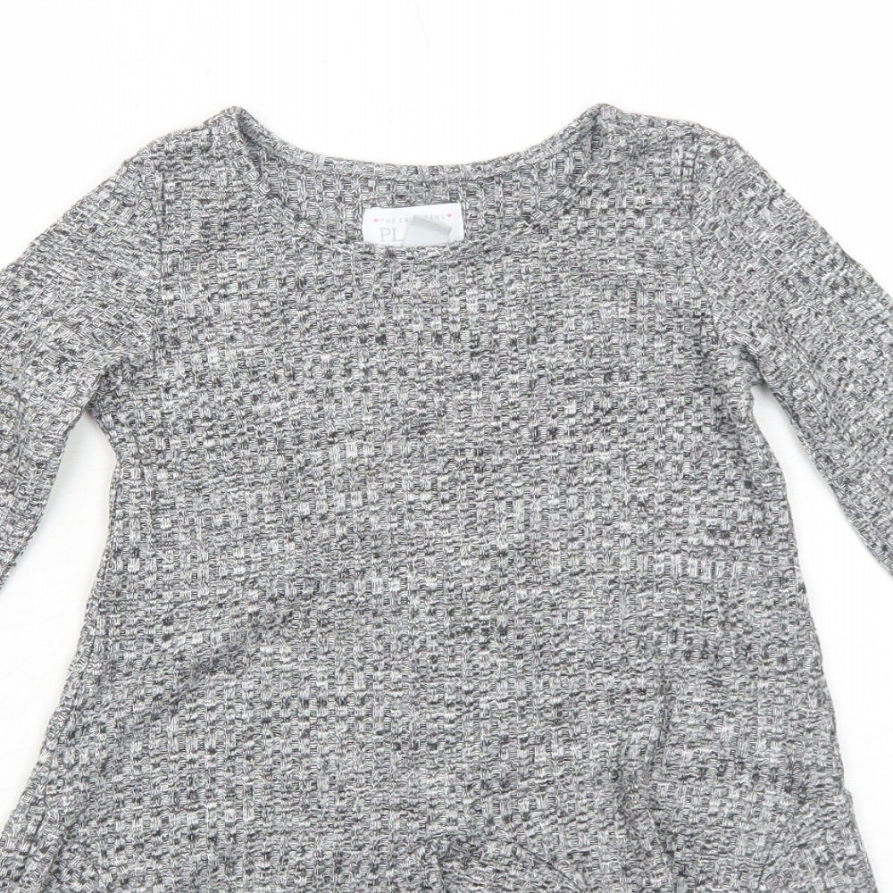 The Children's Place Girls Grey Polyester Fit & Flare Size 5 Years Boat Neck Pullover
