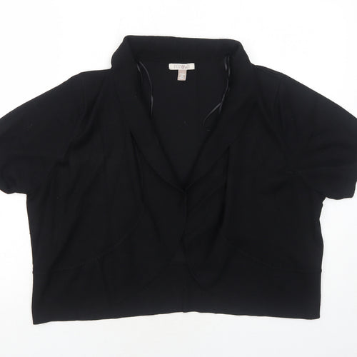 Roz & Ali Womens Black V-Neck Rayon Pullover Jumper Size 2XL