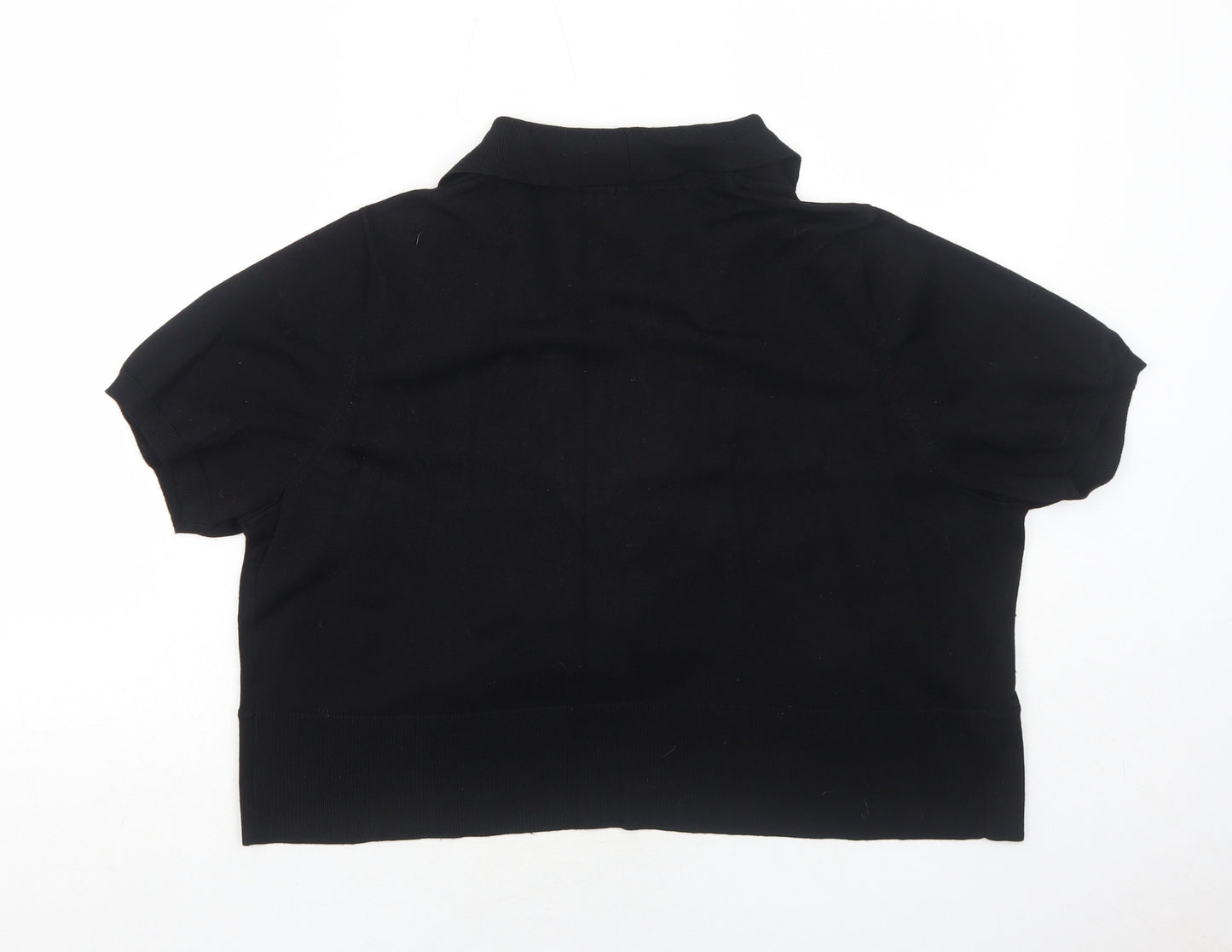 Roz & Ali Womens Black V-Neck Rayon Pullover Jumper Size 2XL