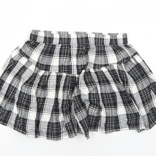 NEXT Girls Black Plaid Viscose Bermuda Shorts Size 11 Years Regular