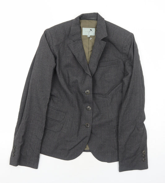 Jigsaw Womens Grey Pinstripe Wool Jacket Suit Jacket Size 10