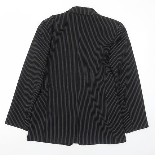 Bonmarché Womens Black Pinstripe Polyester Jacket Suit Jacket Size 14