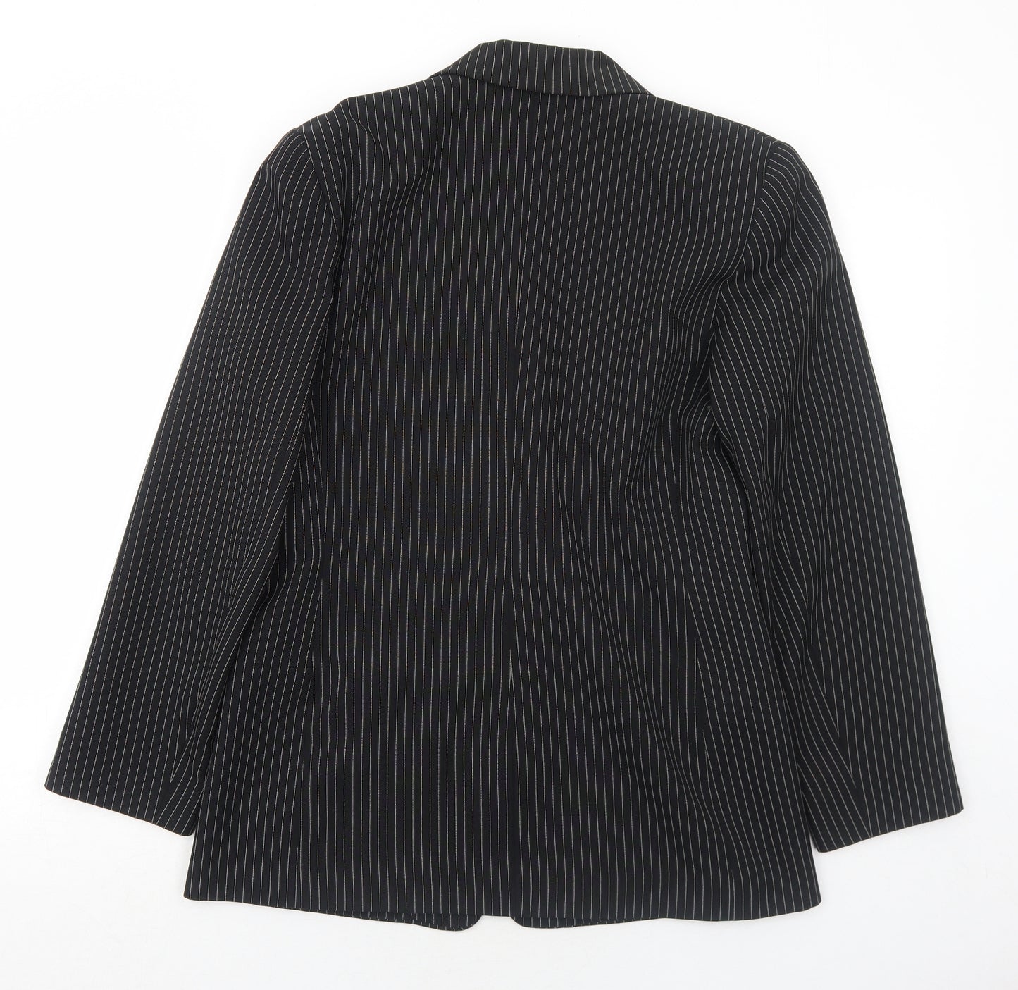 Bonmarché Womens Black Pinstripe Polyester Jacket Suit Jacket Size 14