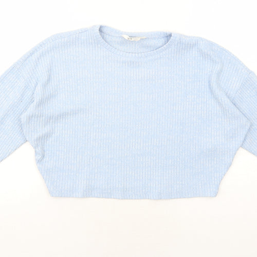 H&M Girls Blue Round Neck Polyester Pullover Jumper Size 11-12 Years Pullover - Ribbed