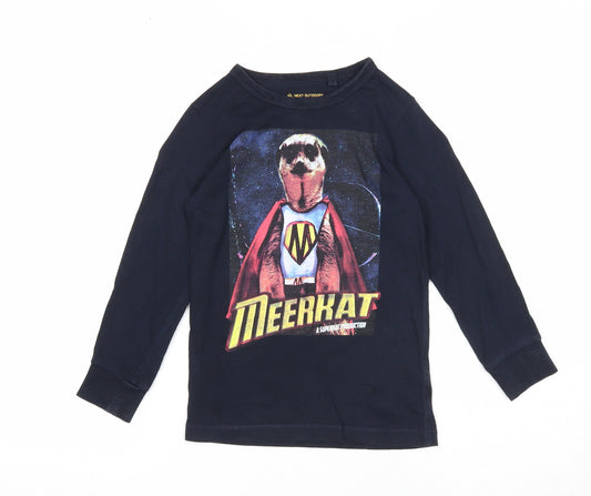 NEXT Boys Blue Cotton Basic Casual Size 4 Years Round Neck Pullover - Meerkat
