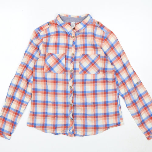 Zara Boys Multicoloured Plaid Cotton Basic Button-Up Size 13-14 Years Collared Button