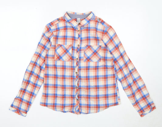 Zara Boys Multicoloured Plaid Cotton Basic Button-Up Size 13-14 Years Collared Button