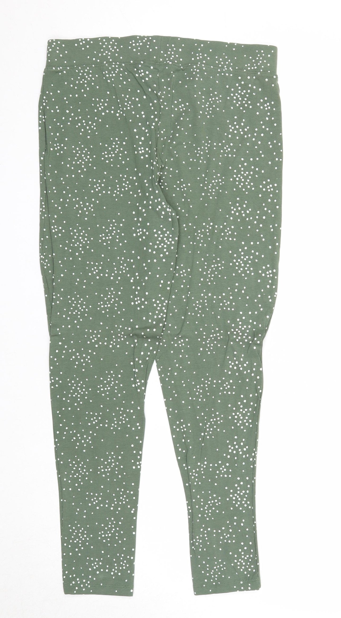Bonmarché Womens Green Geometric Cotton Chino Leggings Size 12