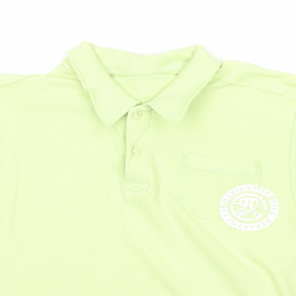 Dunnes Stores Boys Green Cotton Basic Polo Size 7 Years Collared Button