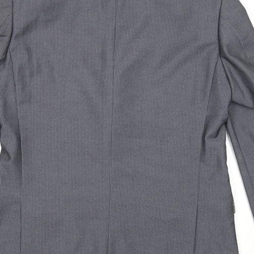 Skopes Mens Grey Striped Polyester Jacket Suit Jacket Size 38 Regular