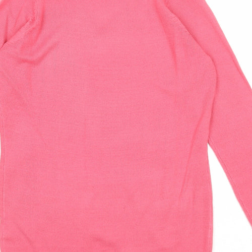 Henleys Womens Pink V-Neck Acrylic Pullover Jumper Size 8
