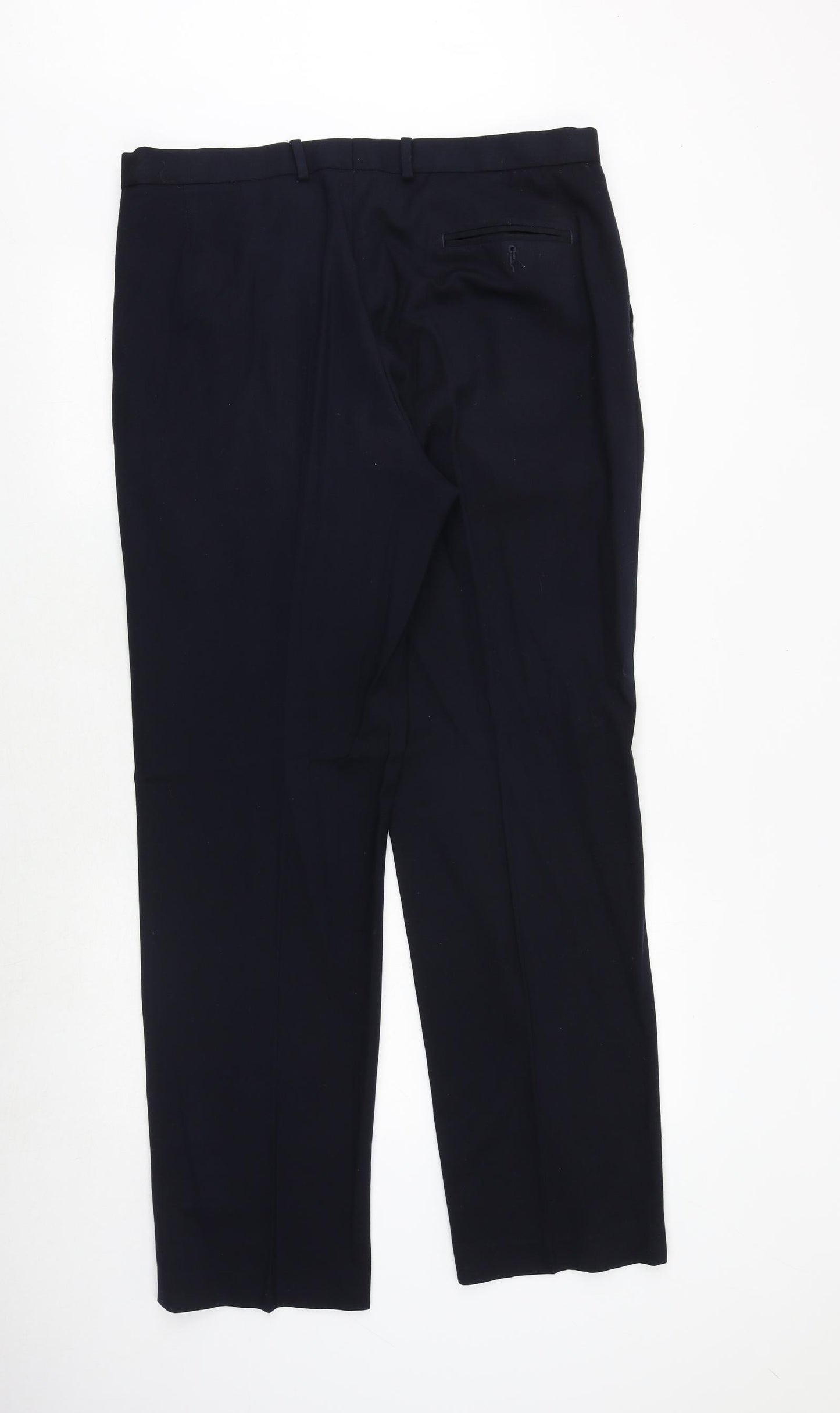 Marks and Spencer Mens Blue Polyester Dress Pants Trousers Size 33 in Regular Zip