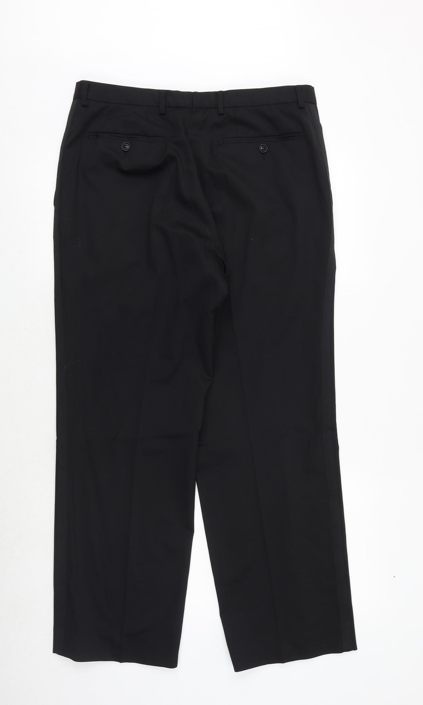 NEXT Mens Black Polyester Dress Pants Trousers Size 34 in Regular Zip