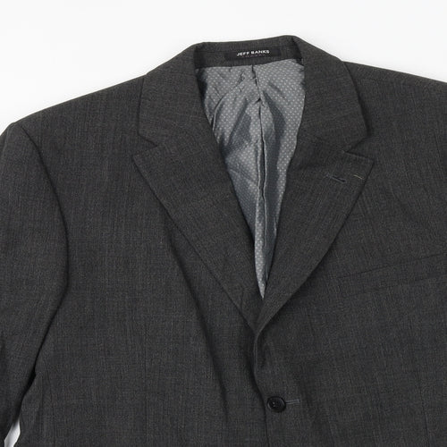 Jeff Banks Mens Grey Polyester Jacket Suit Jacket Size 40 Regular