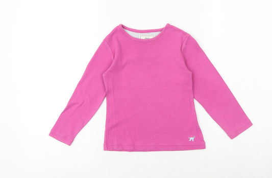 Joules Girls Pink 100% Cotton Pullover T-Shirt Size 4 Years Boat Neck Pullover