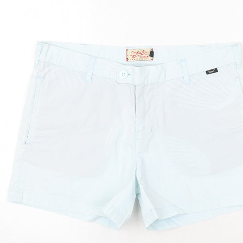 Deus Womens Blue Cotton Chino Shorts Size 12 Regular Zip