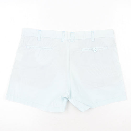 Deus Womens Blue Cotton Chino Shorts Size 12 Regular Zip