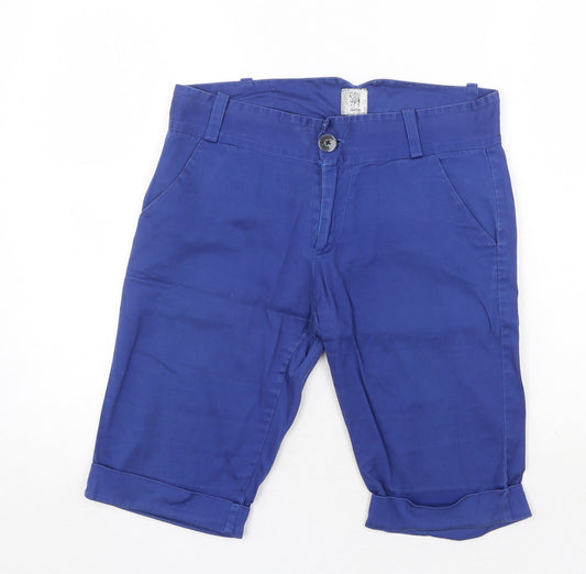 Spy Denim Womens Blue Cotton Chino Shorts Size S Regular Zip