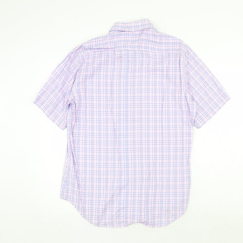 TAILORBYRD Mens Pink Plaid Cotton Dress Shirt Size M Collared Button