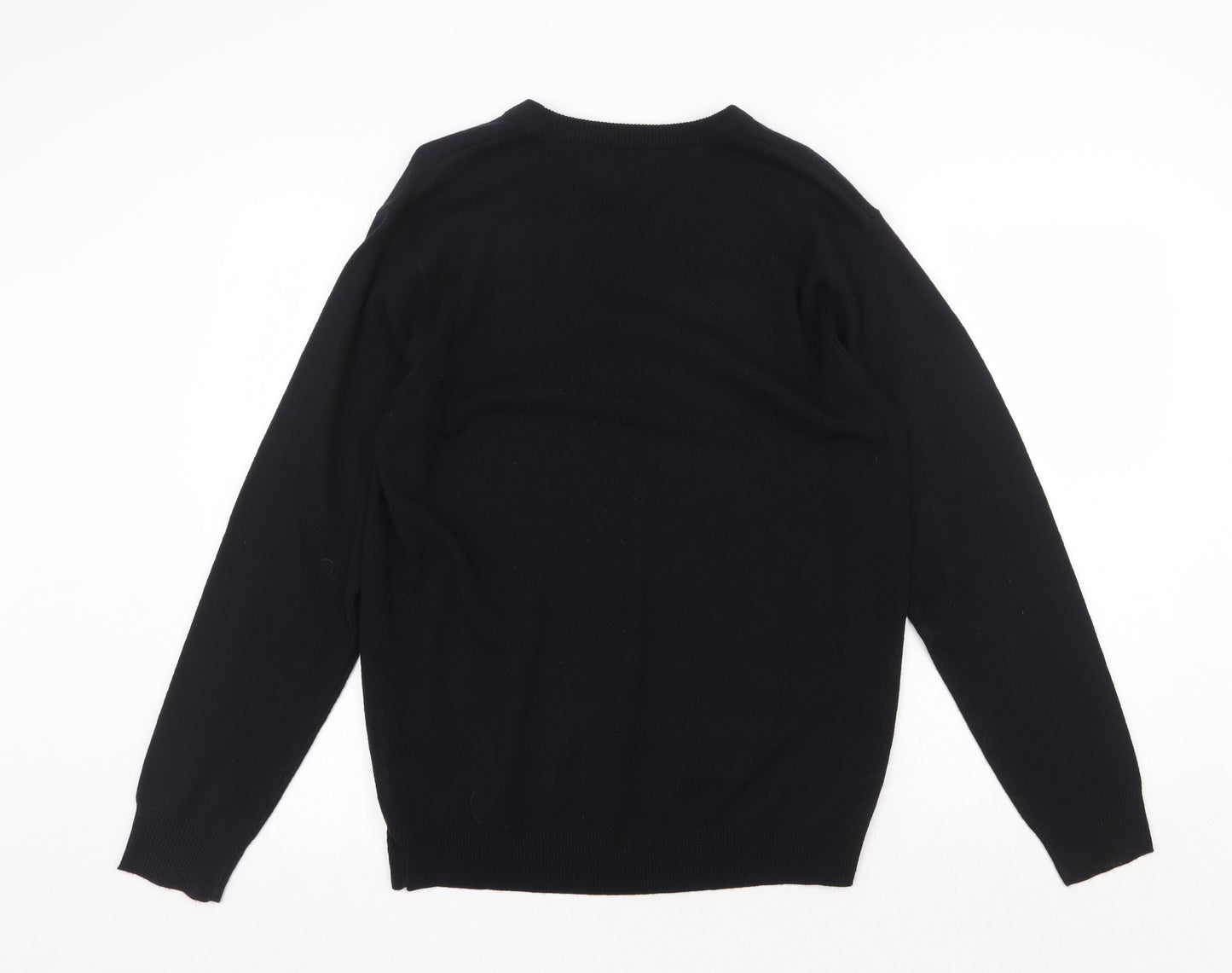 Pierre Cardin Mens Black V-Neck Acrylic Pullover Jumper Size M Long Sleeve