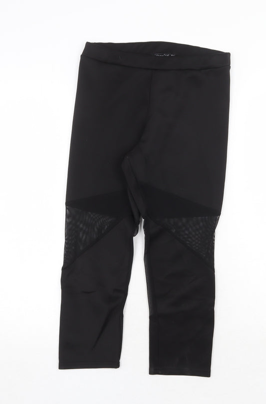 Boohoo Womens Black Polyester Compression Leggings Size 12 Regular Pullover - Mesh Panels