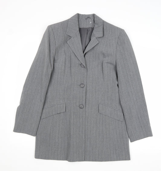 Dorothy Perkins Womens Grey Pinstripe Polyester Jacket Suit Jacket Size 12