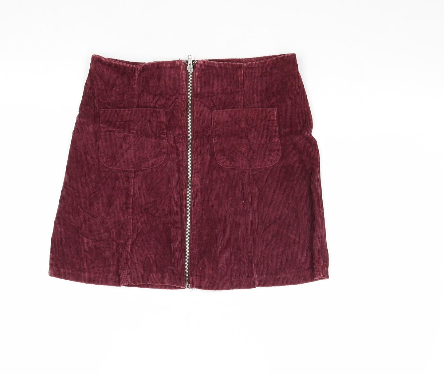 Brandy Melville Womens Red Cotton Mini Skirt Size 28 in Zip