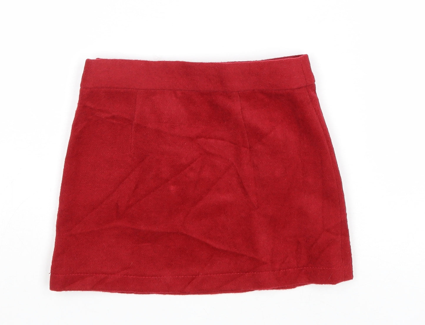 NEXT Girls Red Acrylic Mini Skirt Size 5 Years Regular Zip