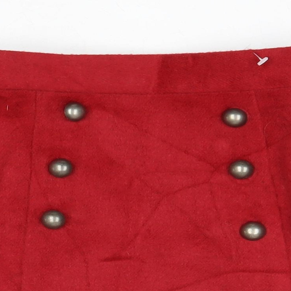 NEXT Girls Red Acrylic Mini Skirt Size 5 Years Regular Zip