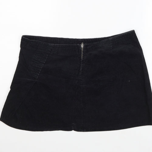 United Colors of Benetton Womens Black Cotton Mini Skirt Size 34 in Zip