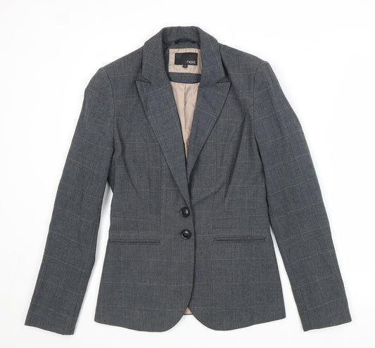 NEXT Womens Grey Geometric Polyester Jacket Suit Jacket Size 6