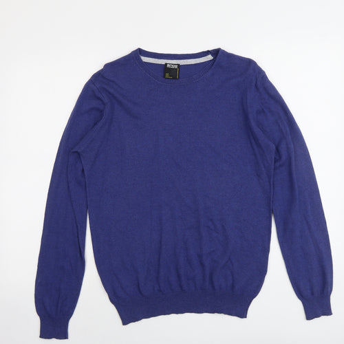 Smog Mens Blue Round Neck Cotton Pullover Jumper Size S Long Sleeve