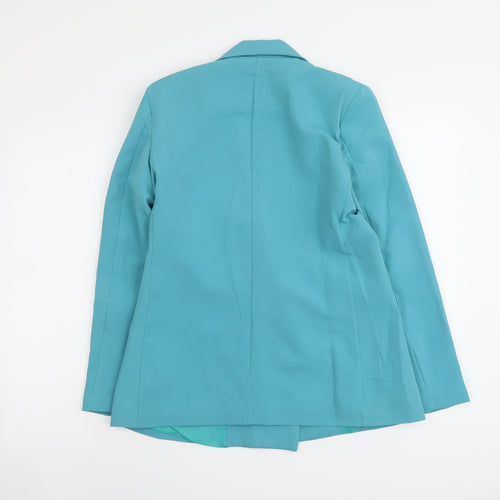 Boohoo Womens Blue Polyester Jacket Suit Jacket Size 8