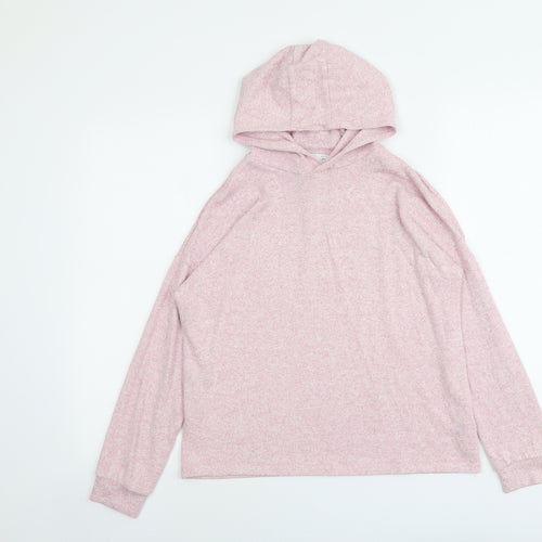 Marks and Spencer Girls Pink Viscose Pullover Hoodie Size 12-13 Years Pullover
